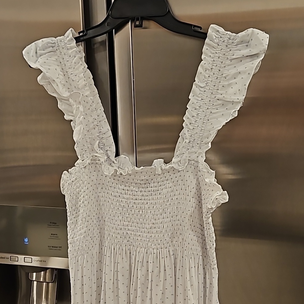 💕HILL HOUSE💕 The Ellie Nap Dress ~ White with Blue Swiss Dots Large - Picture 8 of 12